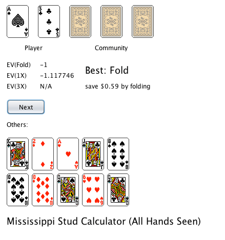 Mississippi Stud Calculator Screenshot